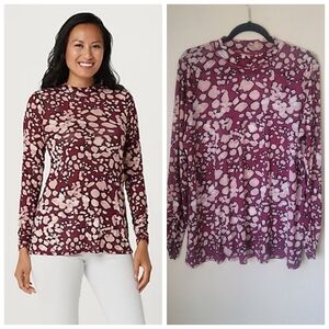 LOGO Layers by Lori Goldstein- Printed Sheer Mock Neck Top Size XL